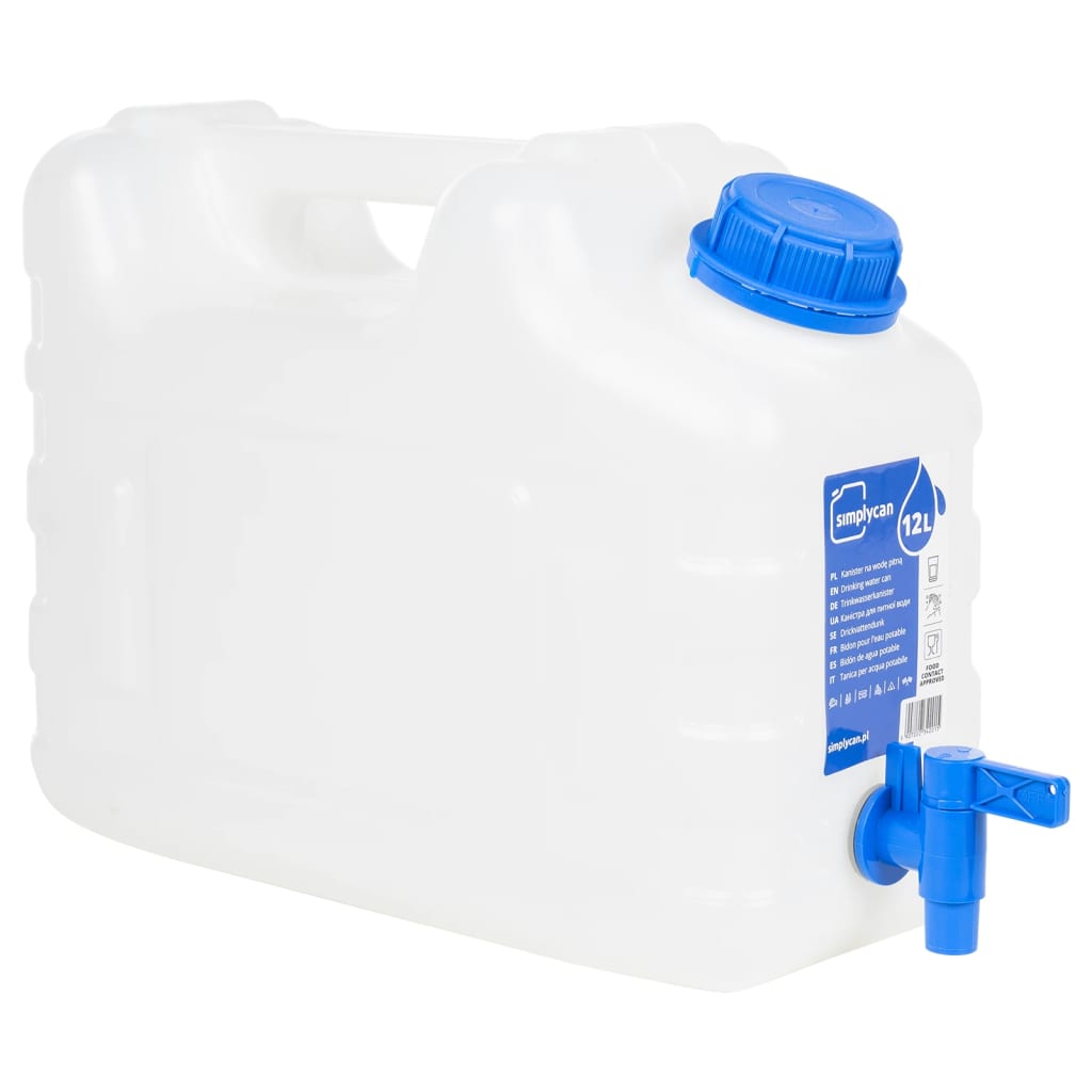 Veekanister kraaniga, läbipaistev, 10 l, plast