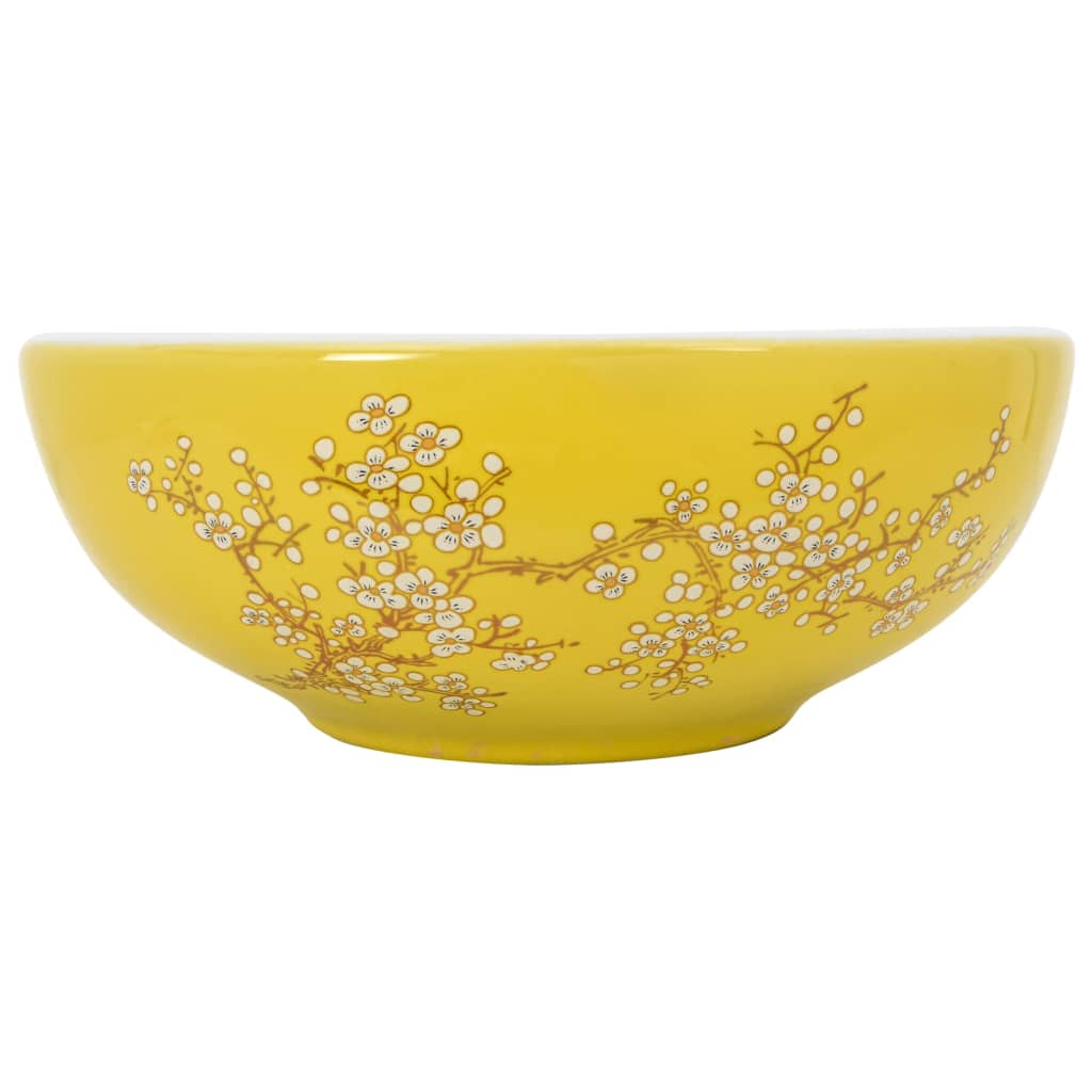 Valamu tööpinnale, valge ja kollane, ümar, Φ41x14, keraamiline