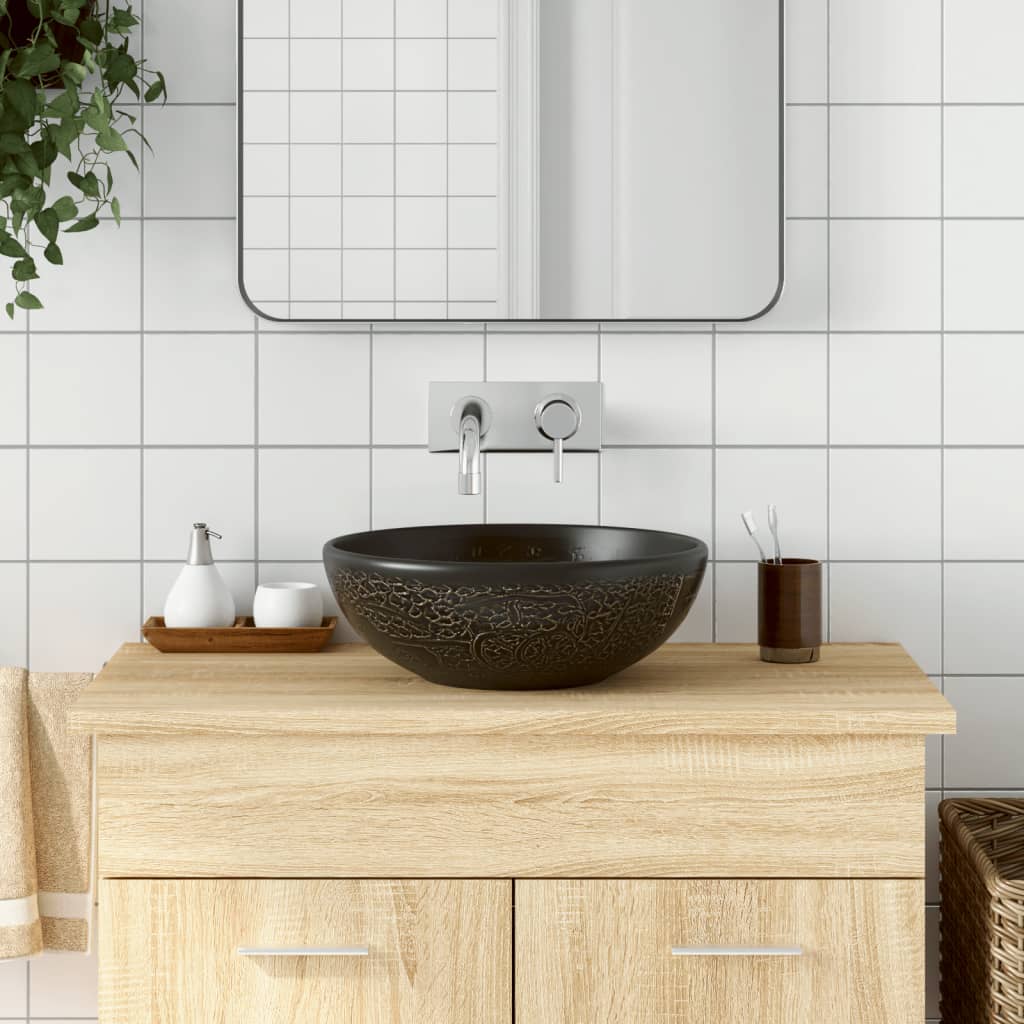 Valamu tööpinnale, must, ümar, Φ41 x 14, keraamiline