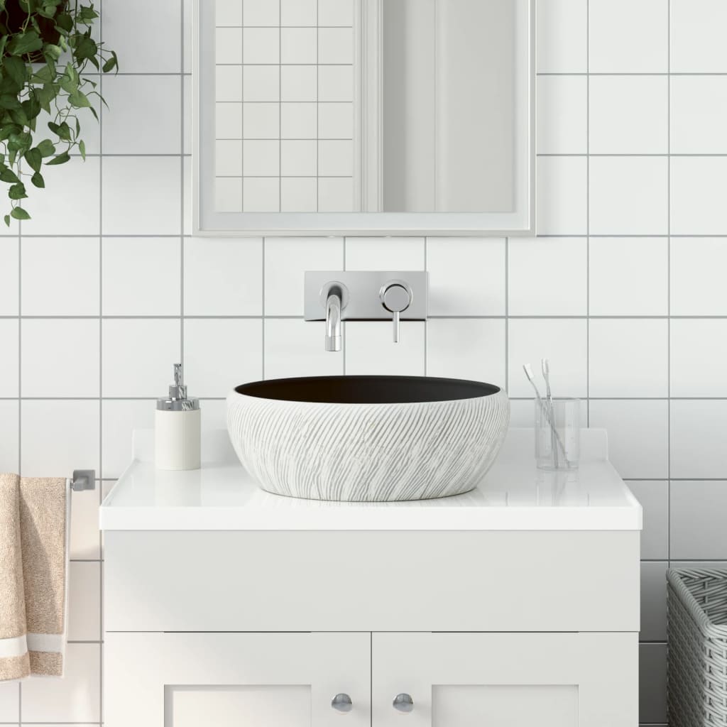 Valamu tööpinnale, must ja hall, ümar, Φ41x14, keraamiline