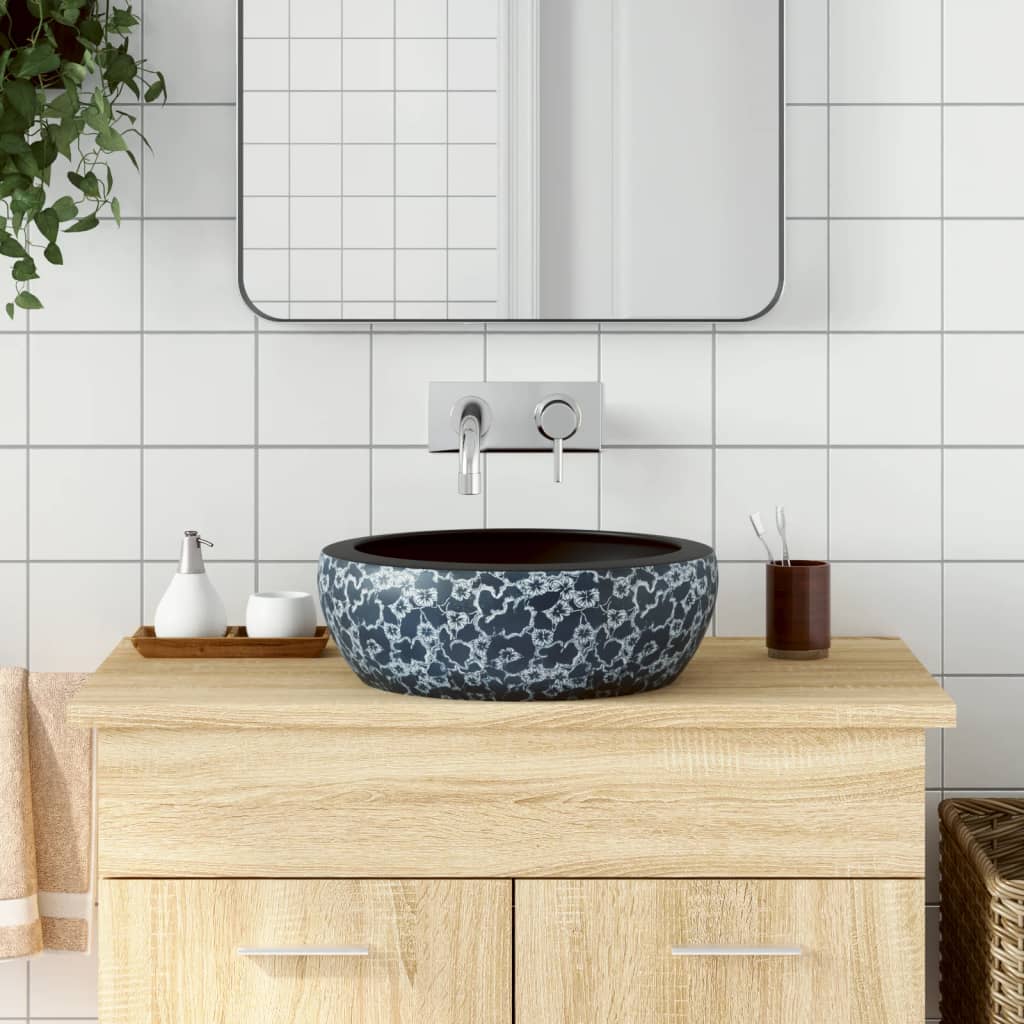 Valamu tööpinnale, must ja sinine, ümar, Φ41x14, keraamiline