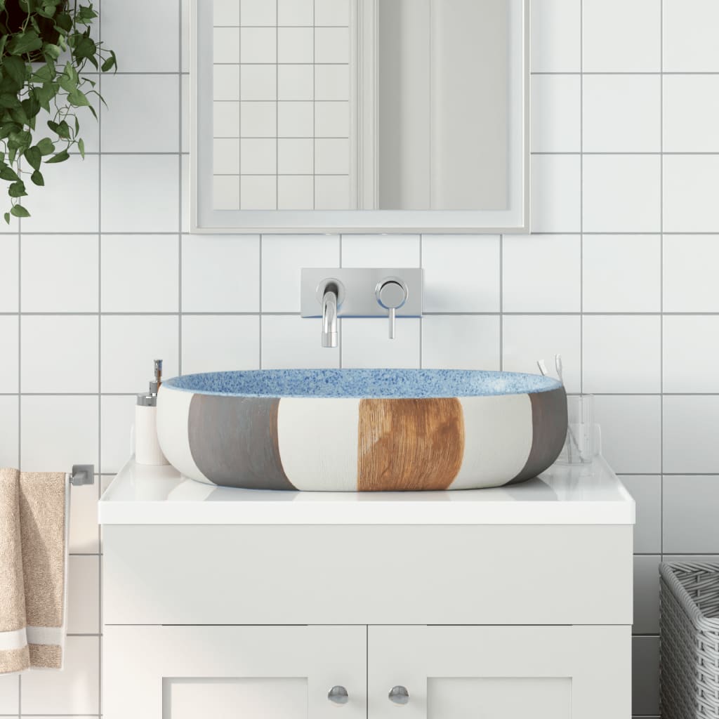 Valamu tööpinnale, mitmevärviline, ovaalne, keraamiline