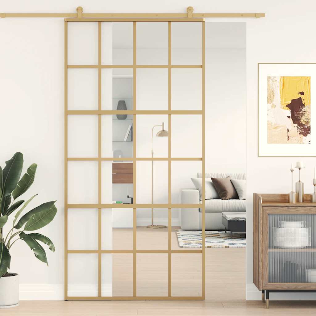 Liuguks, kuldne, 102,5x205 cm, läbipaistev ESG-klaas/alumiinium