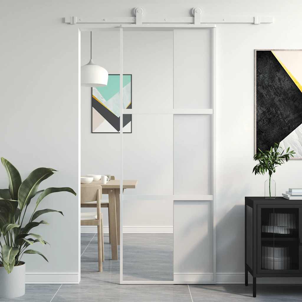 Lükanduks, valge, 76 x 205 cm, karastatud klaas ja alumiinium