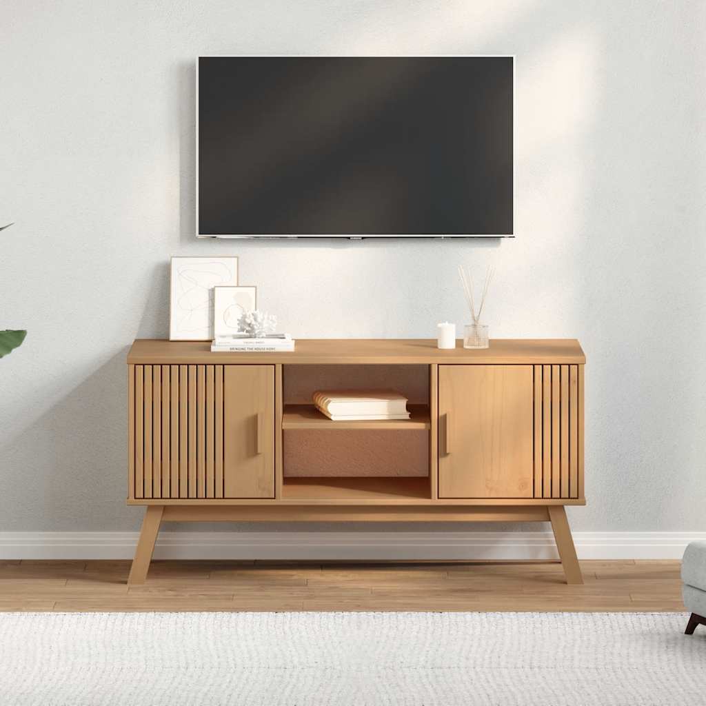 Telerikapp "OLDEN", pruun, 114 x 43 x 57 cm, männipuit