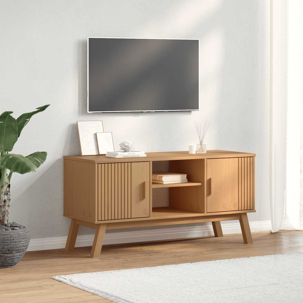 Telerikapp "OLDEN", pruun, 114 x 43 x 57 cm, männipuit