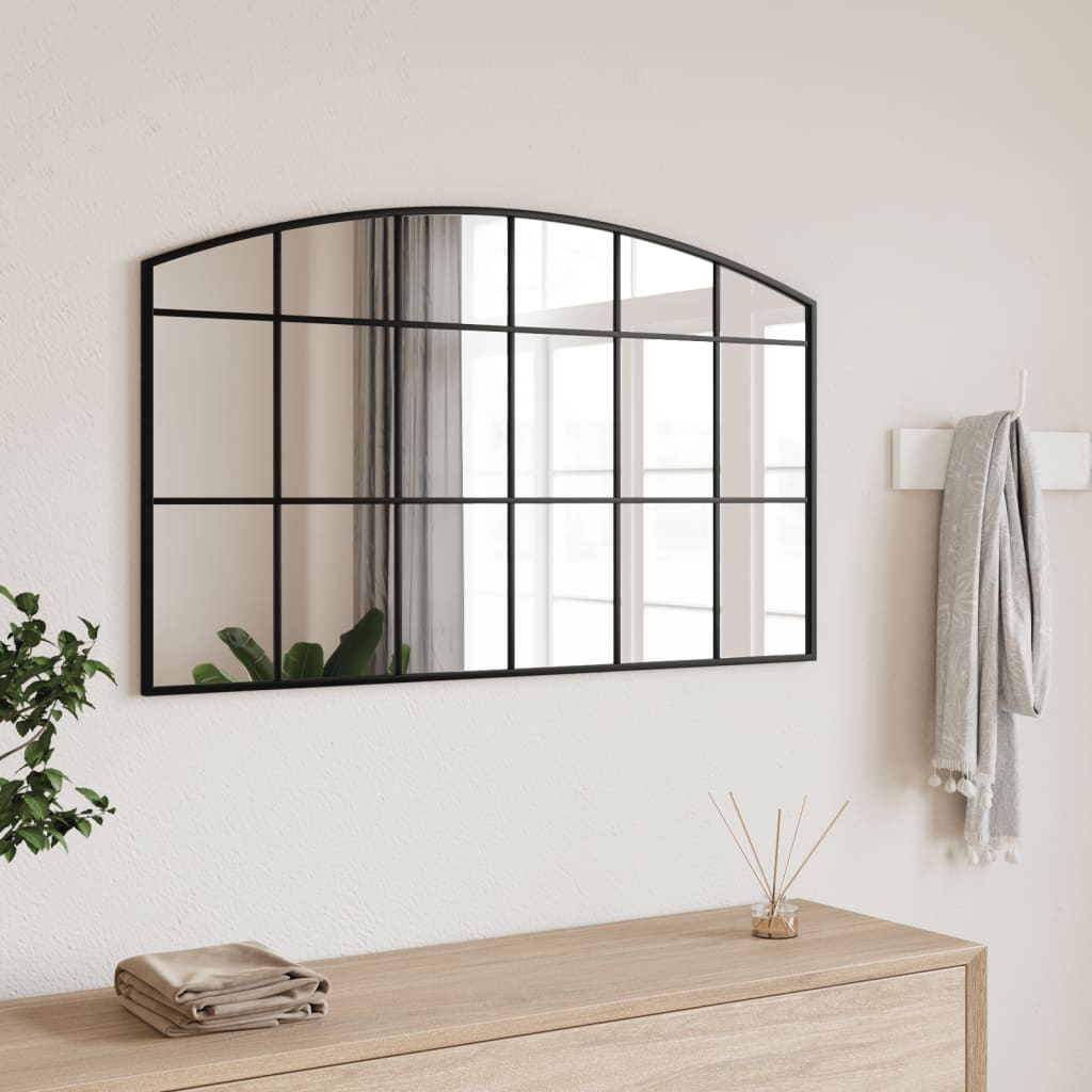 Seinapeegel, must, 100 x 60 cm, kaarekujuline, raud