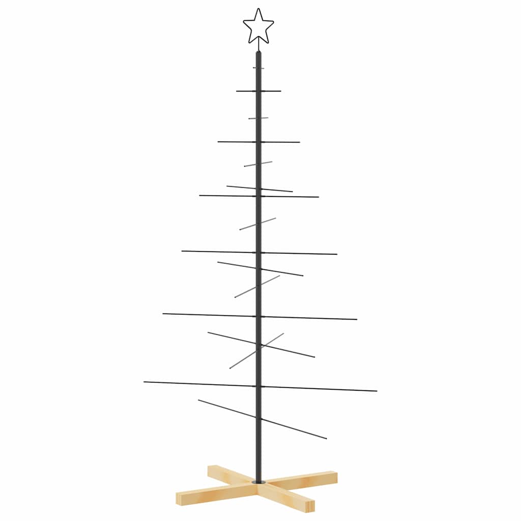 Metallist kunstkuusk puidust alusega, must, 150 cm