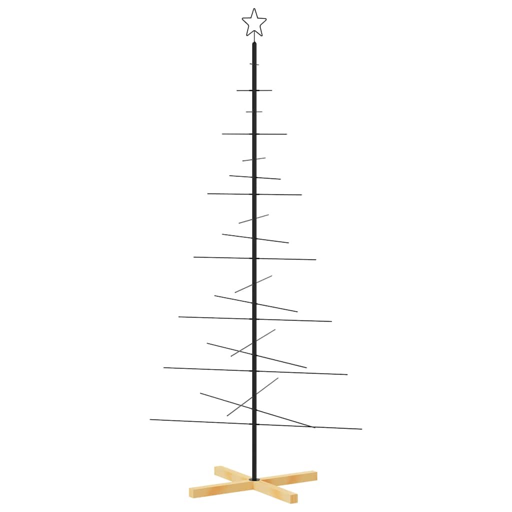 Metallist kunstkuusk puidust alusega, must, 180 cm