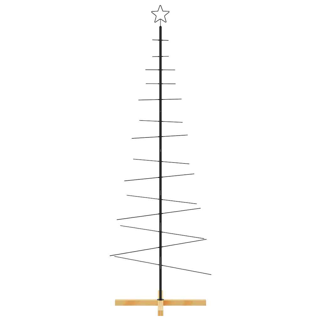 Metallist kunstkuusk puidust alusega, must, 180 cm