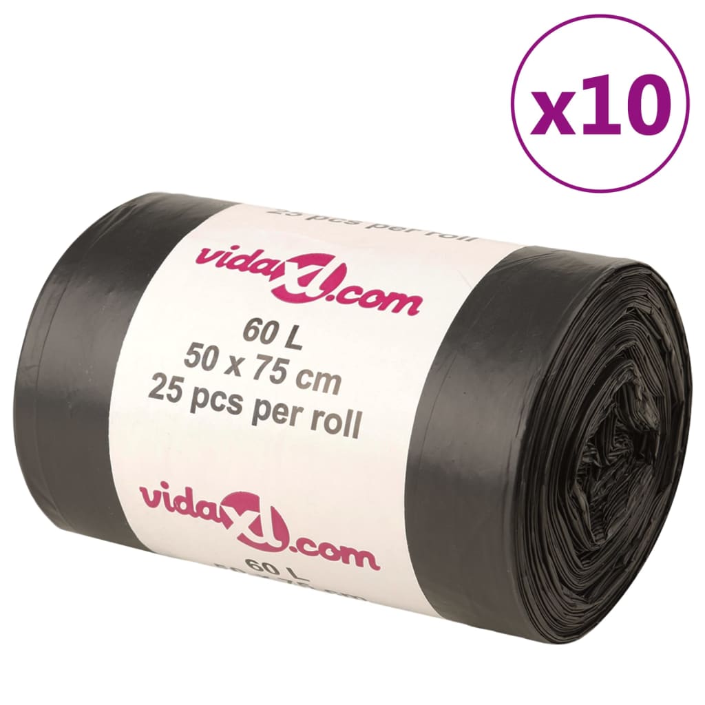 Prügikotid, 250 tk, must, 60 l