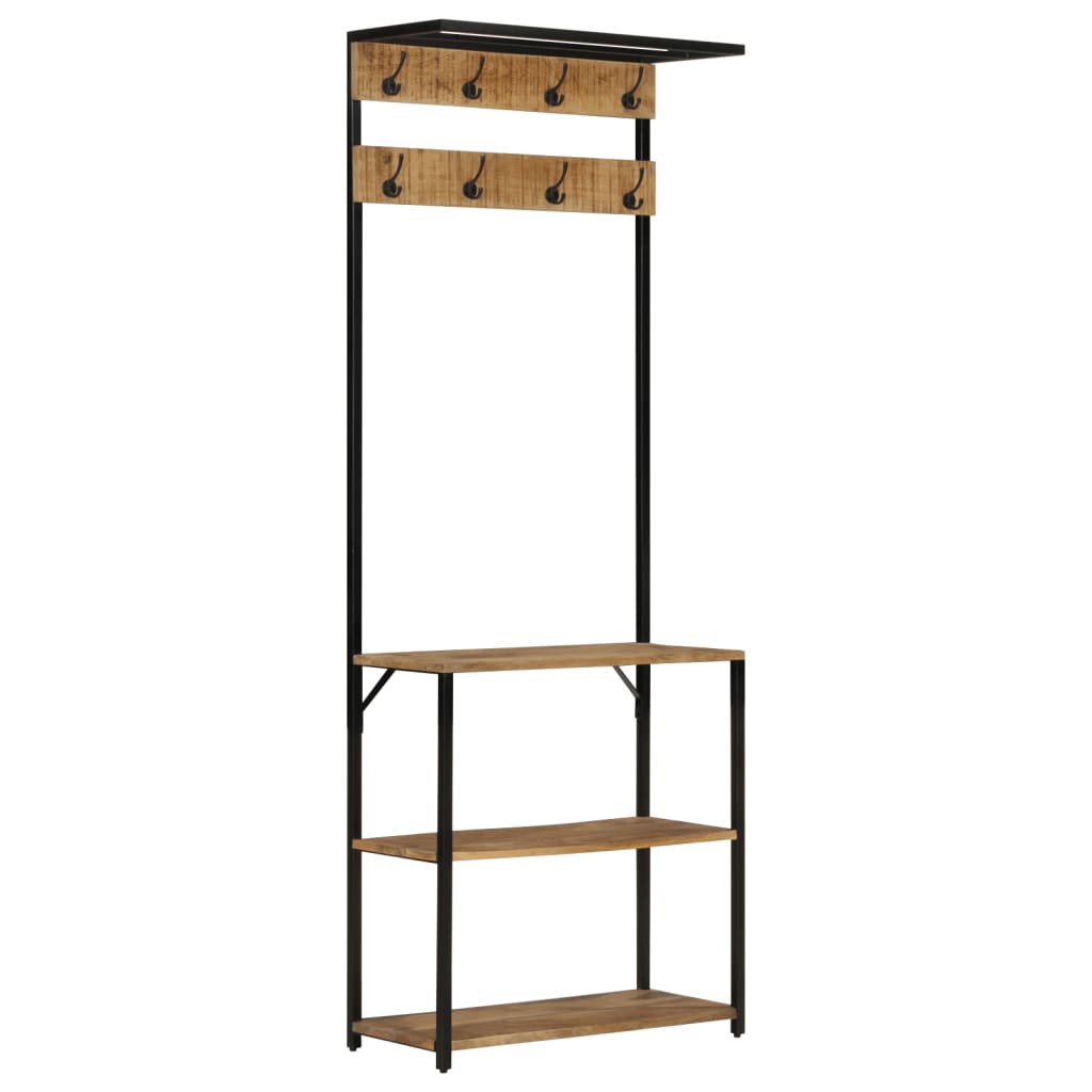 Riidenagi jalatsiriiuliga 68x30x182 cm töötlemata mangopuit