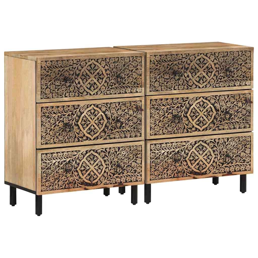 Puhvetkapid 2 tk, 60 x 33 x 75 cm, mangopuit