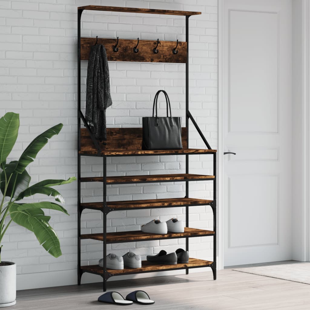 Riidenagi koos kingariiuliga, suitsutatud tamm, 90x34x184 cm