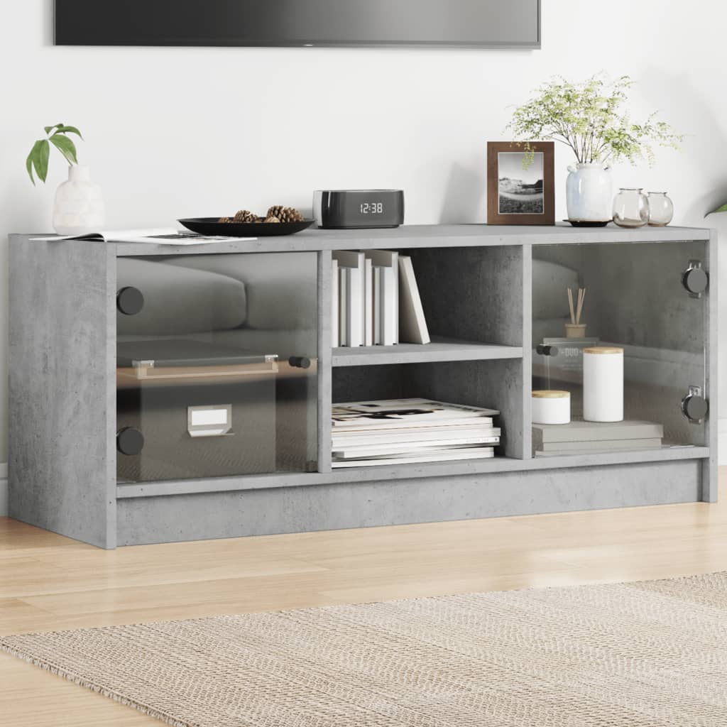 Klaasustega telerikapp, betoonhall, 102 x 37 x 42 cm