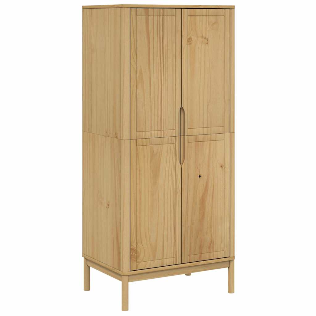 Riidekapp "FLORO", vahapruun, 77 x 53 x 171 cm, männipuit
