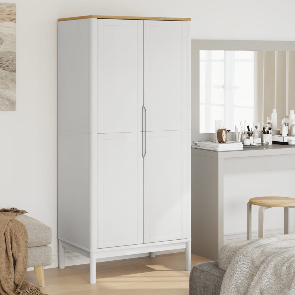Riidekapp "FLORO", valge, 77 x 53 x 171 cm, männipuit