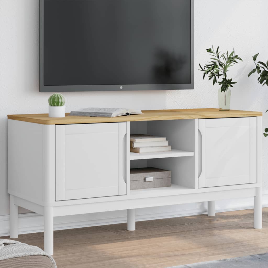 Telerikapp "FLORO", valge, 114 x 43 x 55 cm, männipuit