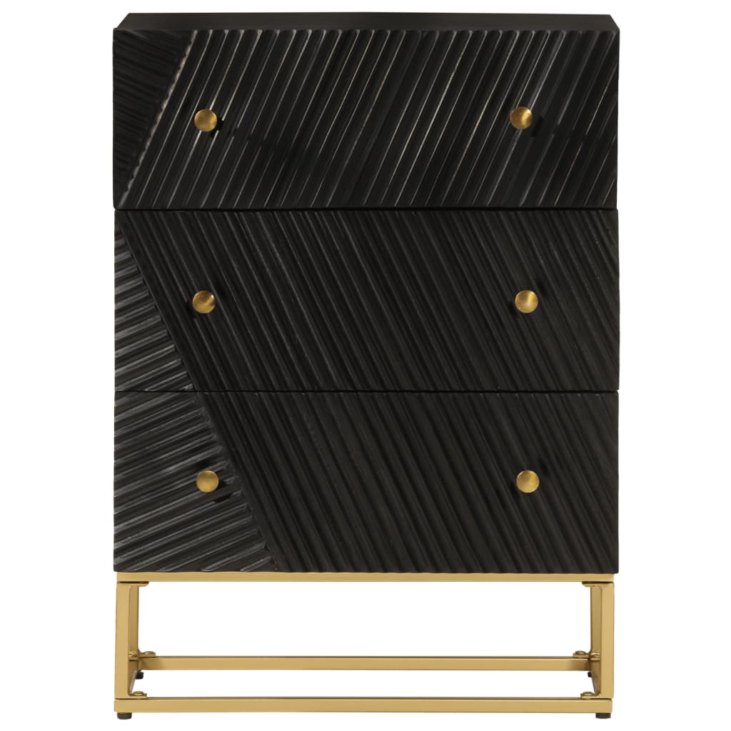 Kummut, must, 55 x 30 x 76 cm, mangopuit ja raud