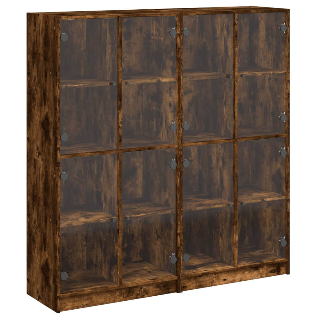 Ustega raamaturiiul, suitsutatud tamm, 136x37x142 cm, tehispuit