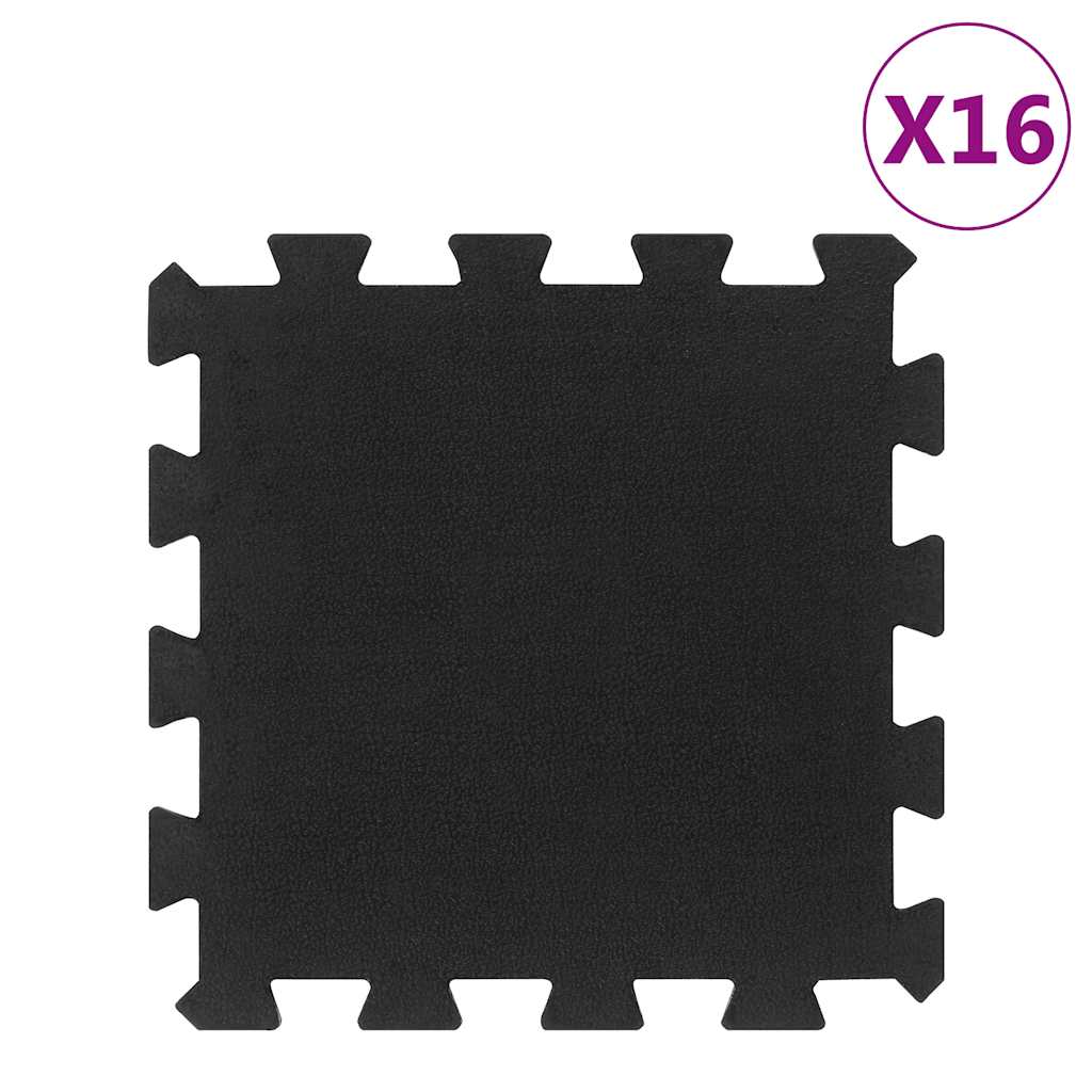Kummist põrandamatid 16 tk, must, 16 mm, 30 x 30 cm