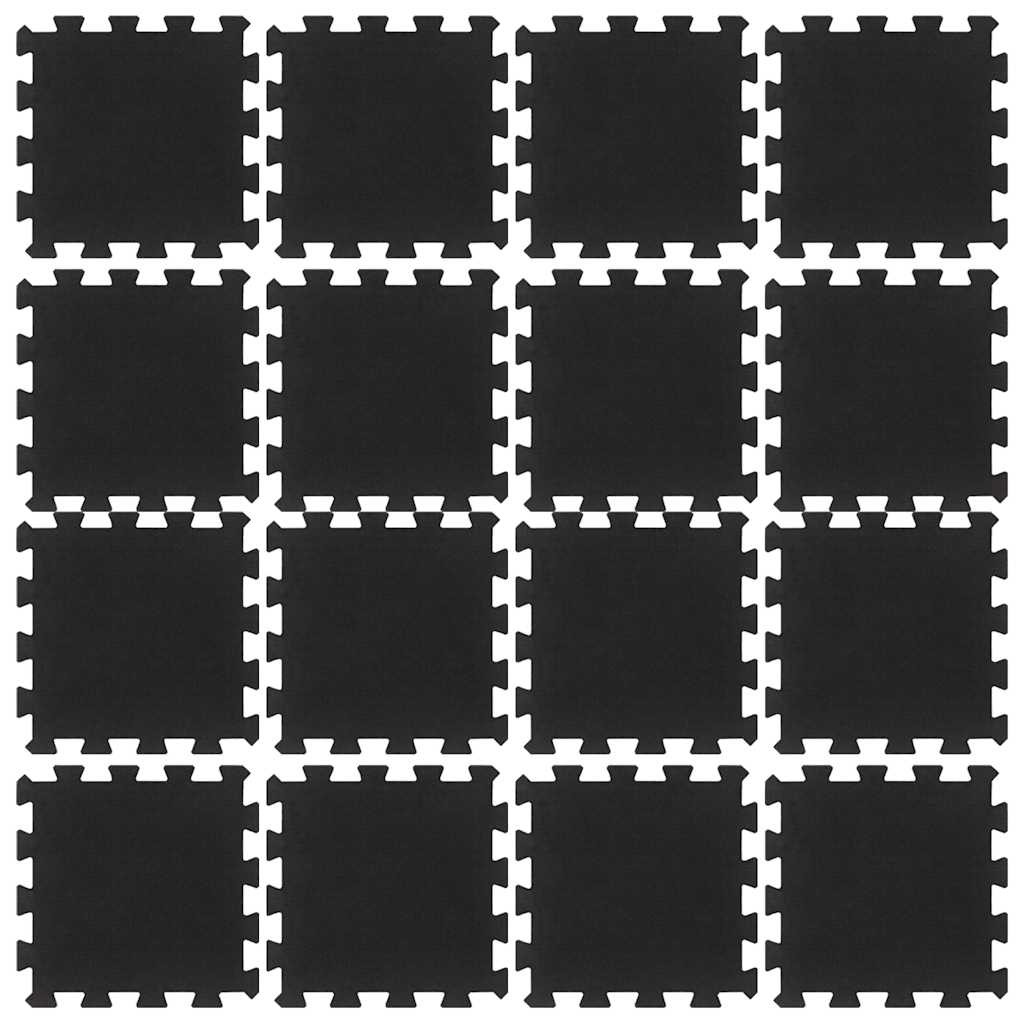 Kummist põrandamatid 16 tk, must, 16 mm, 30 x 30 cm