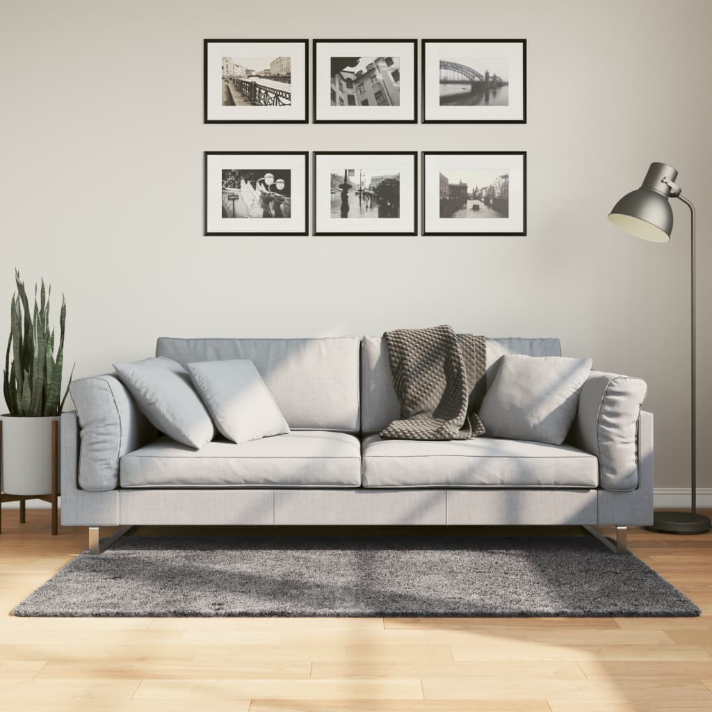 Vaip "HUARTE", lühikese narmaga, pestav, antratsiit, 80x150 cm