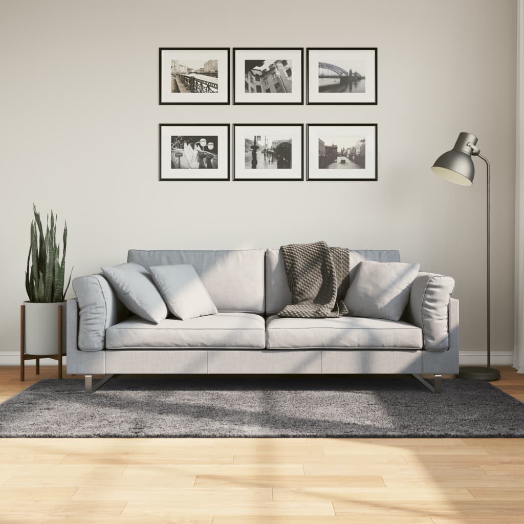 Vaip "HUARTE", lühikese narmaga, pestav, antratsiit, 100x200 cm