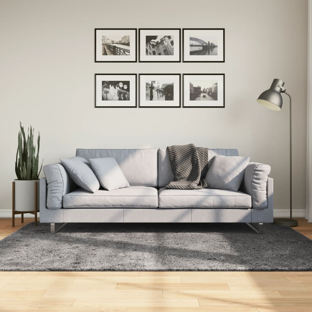 Vaip "HUARTE", lühikese narmaga, pestav, antratsiit, 140x200 cm
