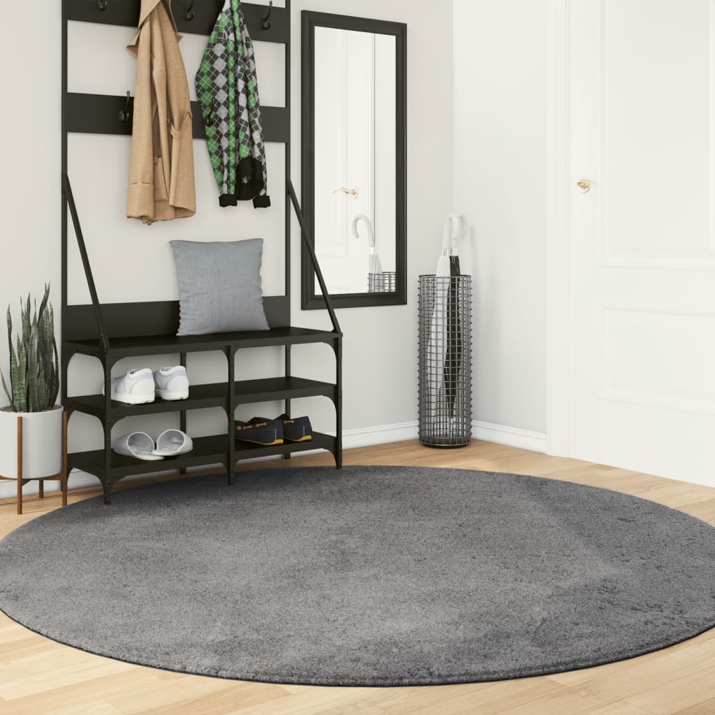Vaip "HUARTE", lühikese narmaga, pestav, antratsiit, Ø 200 cm