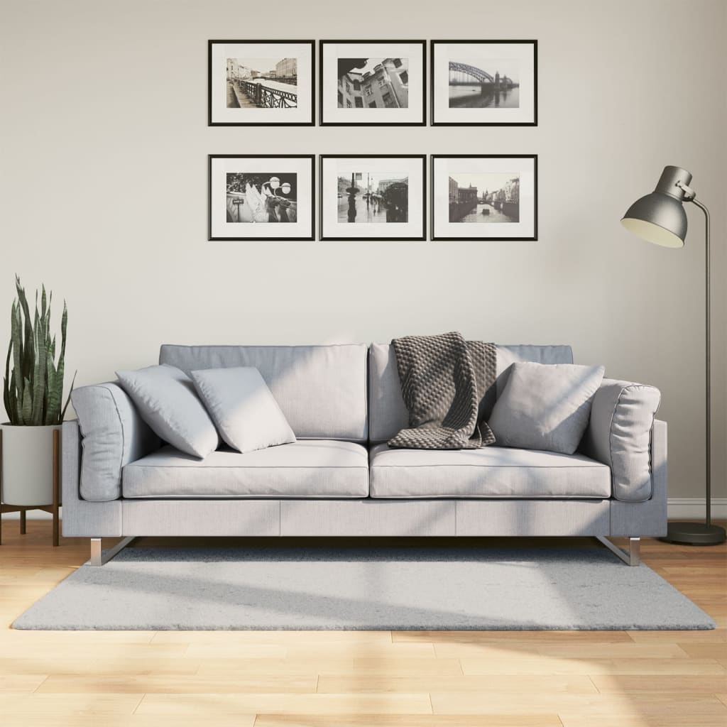 Vaip HUARTE, lühikese narmaga, pestav, hall, 80x150 cm