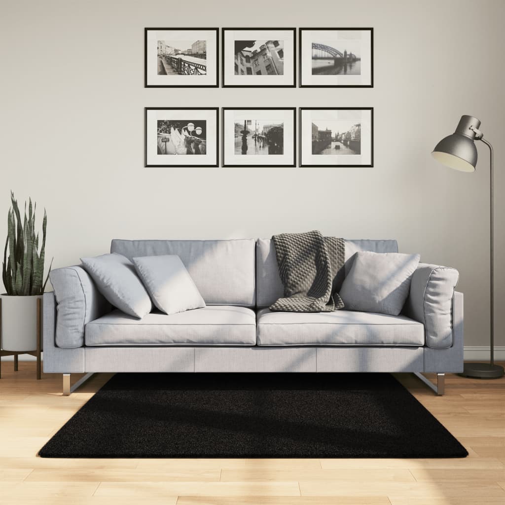 Vaip HUARTE, lühikese narmaga, pestav, must, 120x120 cm
