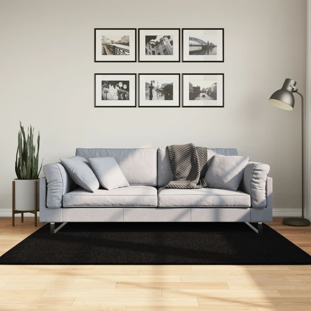 Vaip HUARTE, lühikese narmaga, pestav, must, 120x170 cm