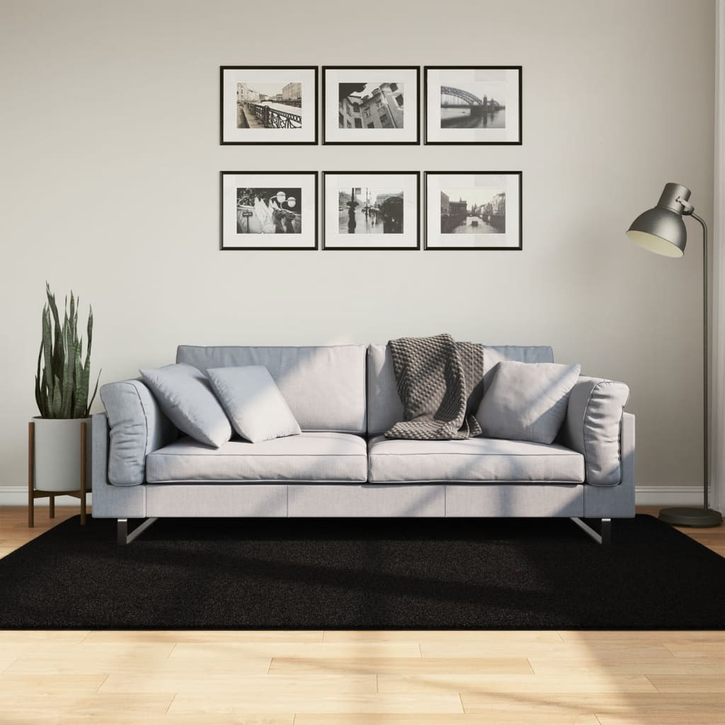 Vaip HUARTE, lühikese narmaga, pestav, must, 140x200 cm