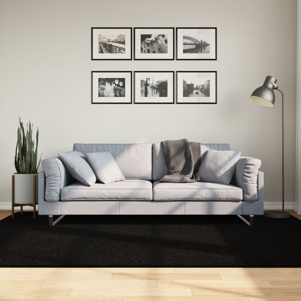Vaip HUARTE, lühikese narmaga, pestav, must, 160x230 cm