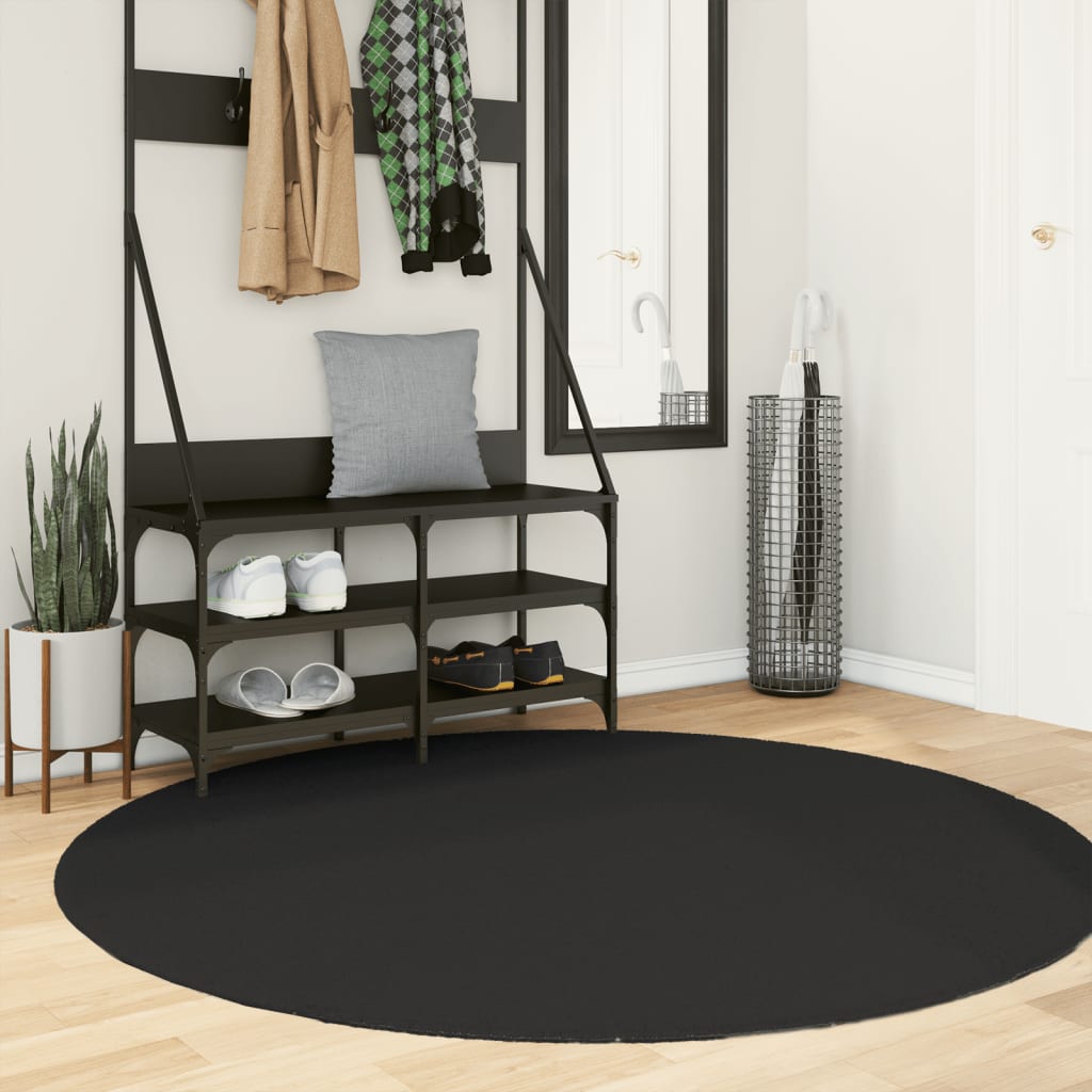 Vaip HUARTE, lühikese narmaga, pestav, must, Ø 160 cm