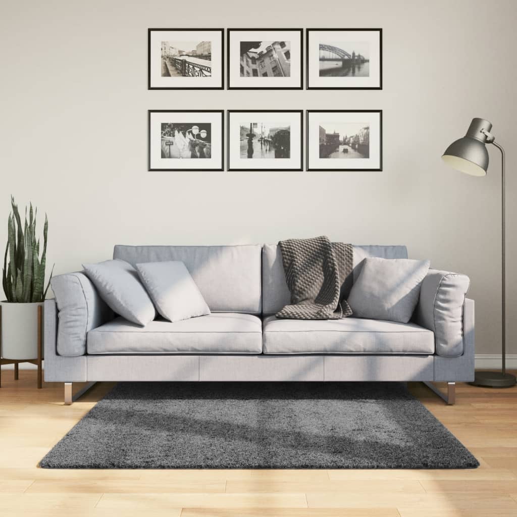 Vaip "OVIEDO" lühikese narmaga, antratsiithall, 120 x 120 cm