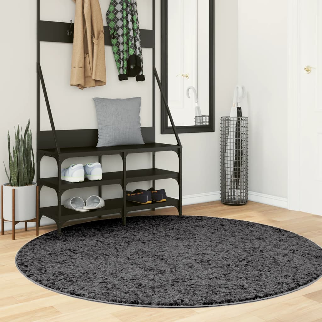Vaip "OVIEDO" lühikese narmaga, antratsiithall, Ø160 cm