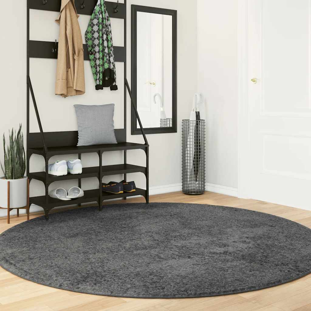 Vaip "OVIEDO" lühikese narmaga, antratsiithall, Ø200 cm