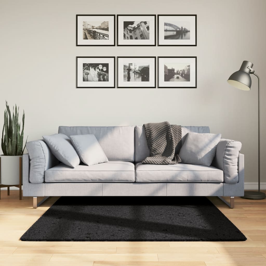 Vaip "OVIEDO" lühikese narmaga, must, 120 x 120 cm