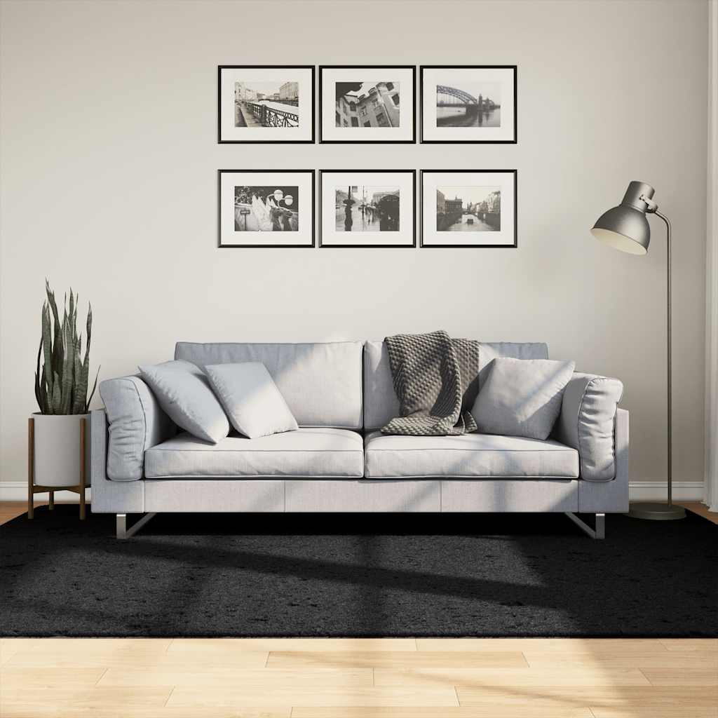 Vaip "OVIEDO" lühikese narmaga, must, 160 x 230 cm