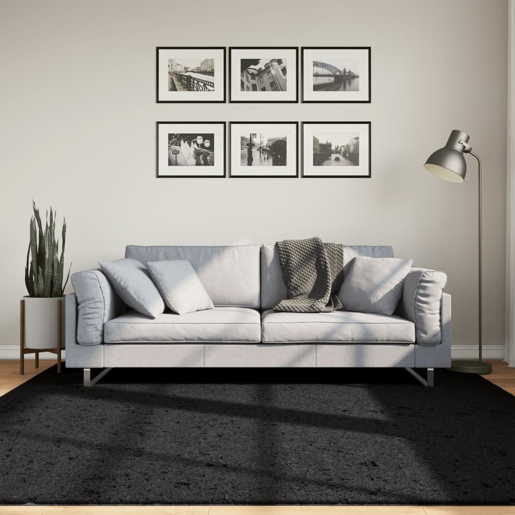 Vaip "OVIEDO" lühikese narmaga, must, 200 x 200 cm