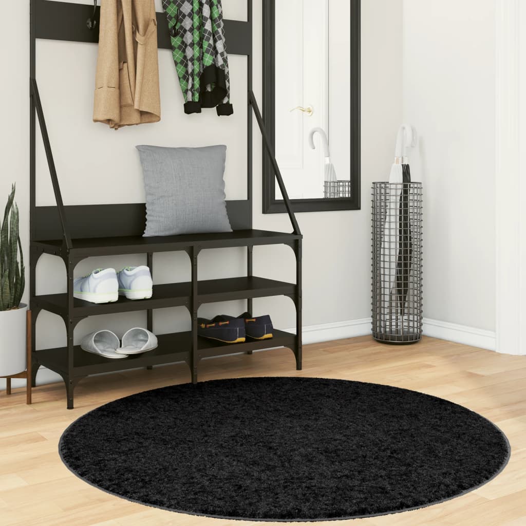 Vaip "OVIEDO" lühikese narmaga, must, Ø120 cm