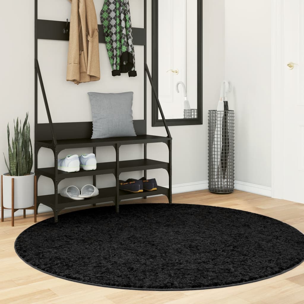 Vaip "OVIEDO" lühikese narmaga, must, Ø160 cm