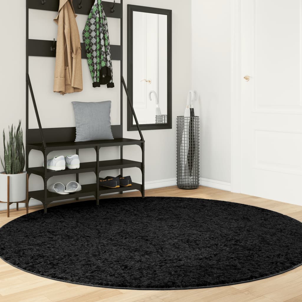 Vaip "OVIEDO" lühikese narmaga, must, Ø200 cm