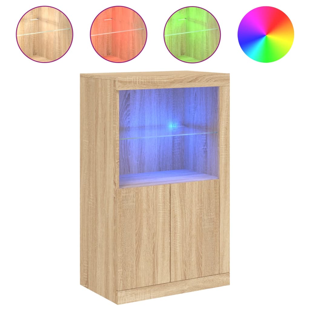 Külgkapp LED-valgustusega, Sonoma tamm, tehispuit