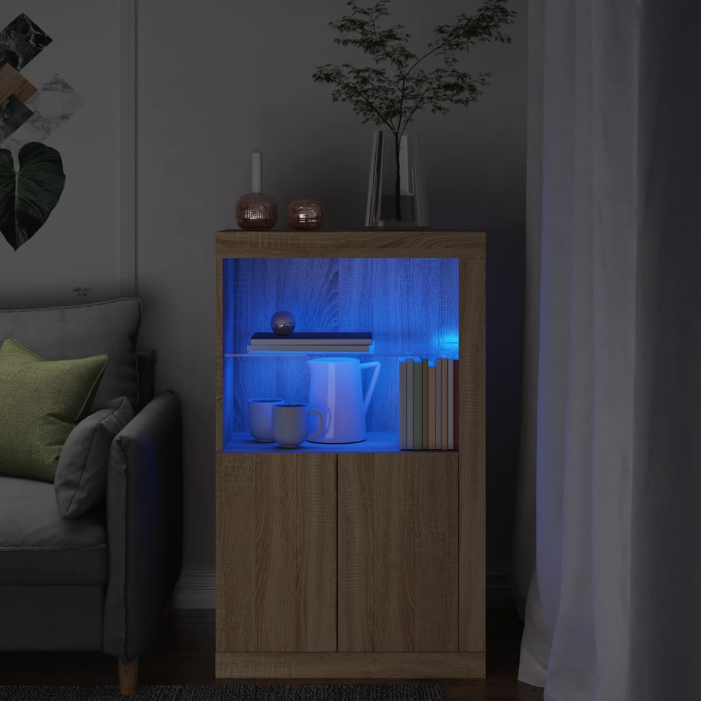 Külgkapp LED-valgustusega, Sonoma tamm, tehispuit