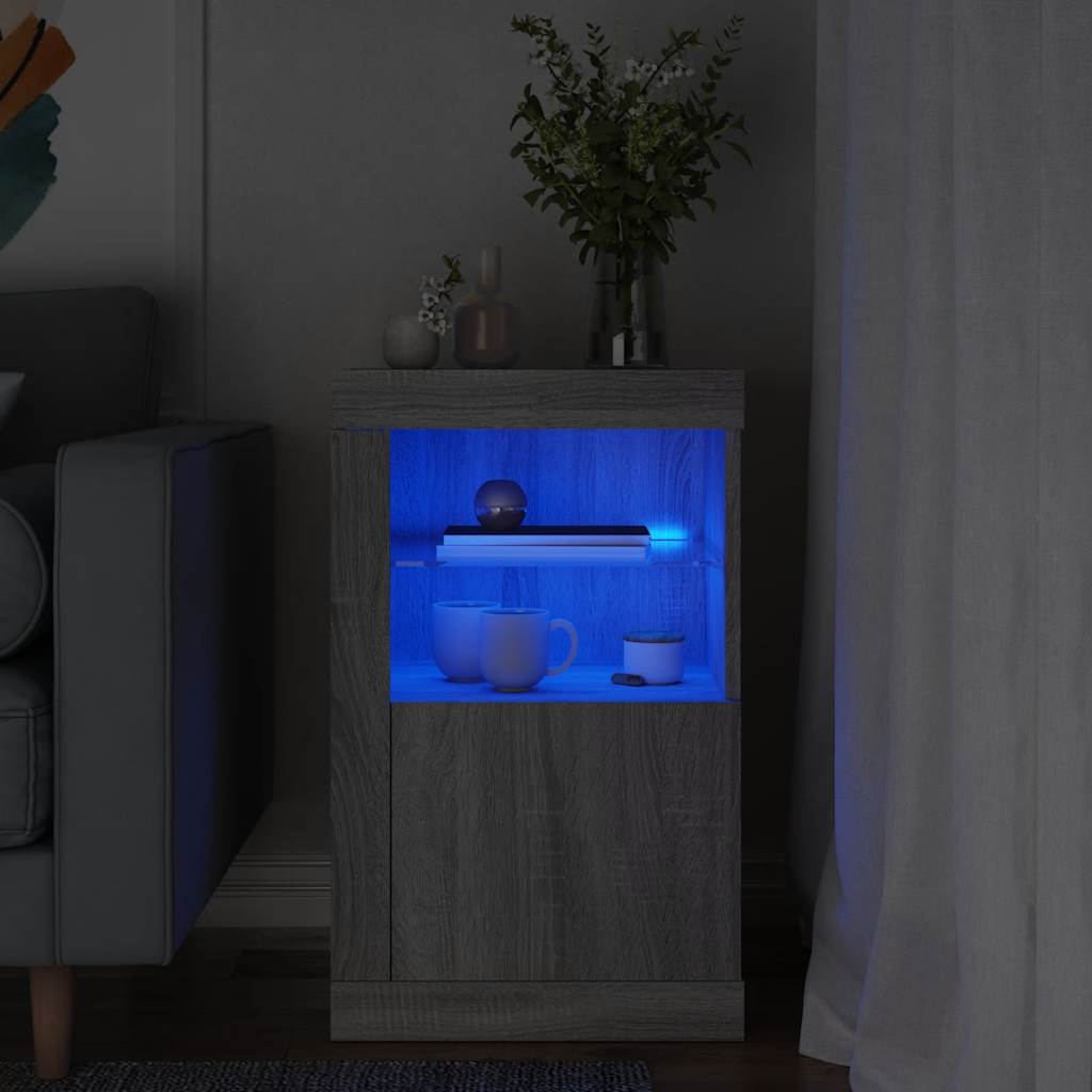Külgkapp LED-valgustusega, hall Sonoma tamm, tehispuit