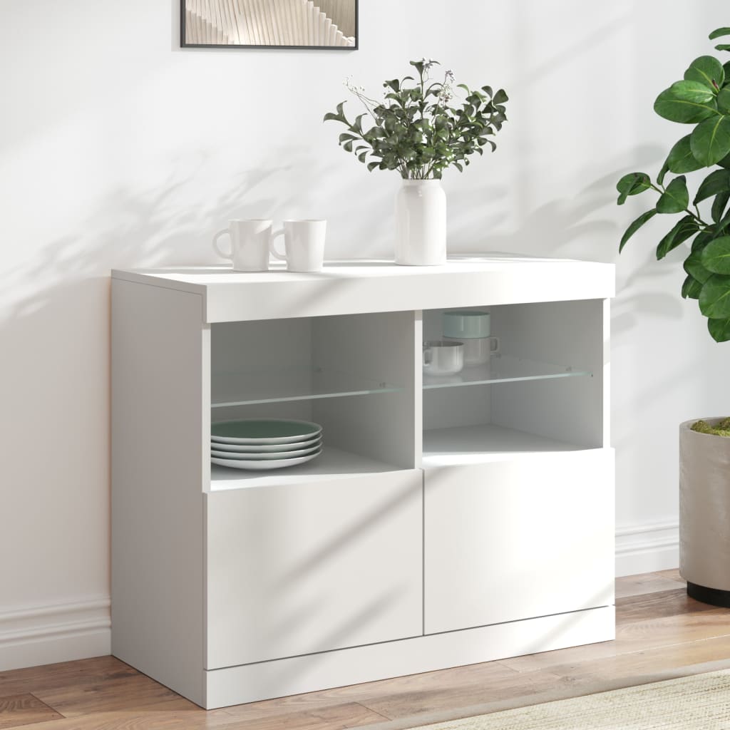 Puhvetkapp LED-tuledega, valge, 81 x 37 x 67 cm