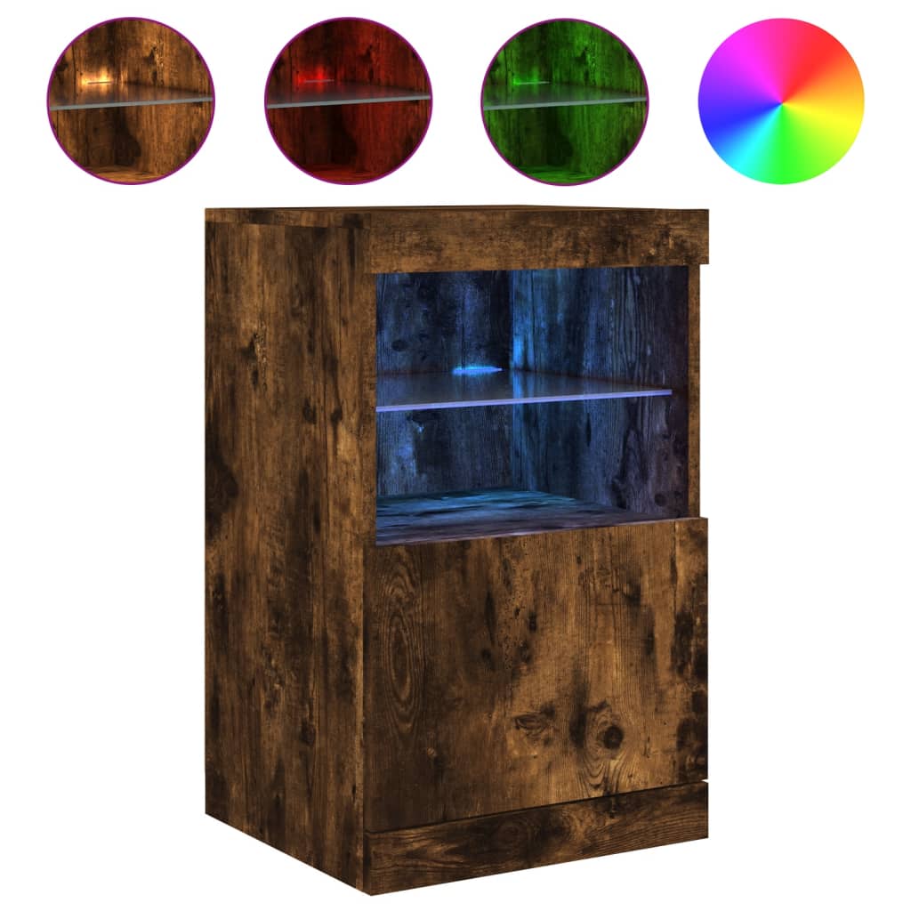 Puhvetkapp LED-tuledega, suitsutatud tamm, 41 x 37 x 67 cm